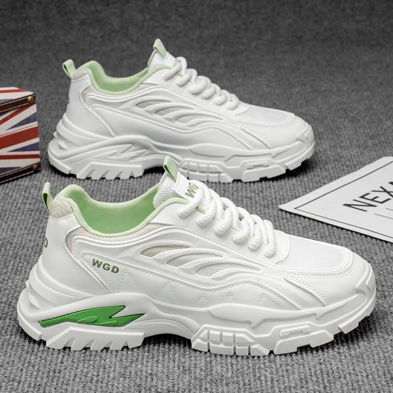

Новые модные мужские кроссовки Four Seasons с толстой подошвой для студентов и мальчиков, трендовые кроссовки с мягкой подошвой, дышащие, повседневные кроссовки для бега 43 зелёный/белый