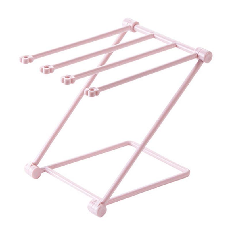 Plastic Jewelry Display Stand Pink Foldable Headband Scrunchies Hair Claw Clip Accessories Storage Organizer Shelf Holder