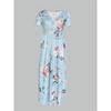 Women's Short-sleeved V-neck Wrap Belt Pocket Printed Elegant Long Dress