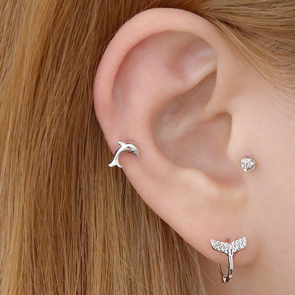 925 Silver Dolphin Piercing Pair Set