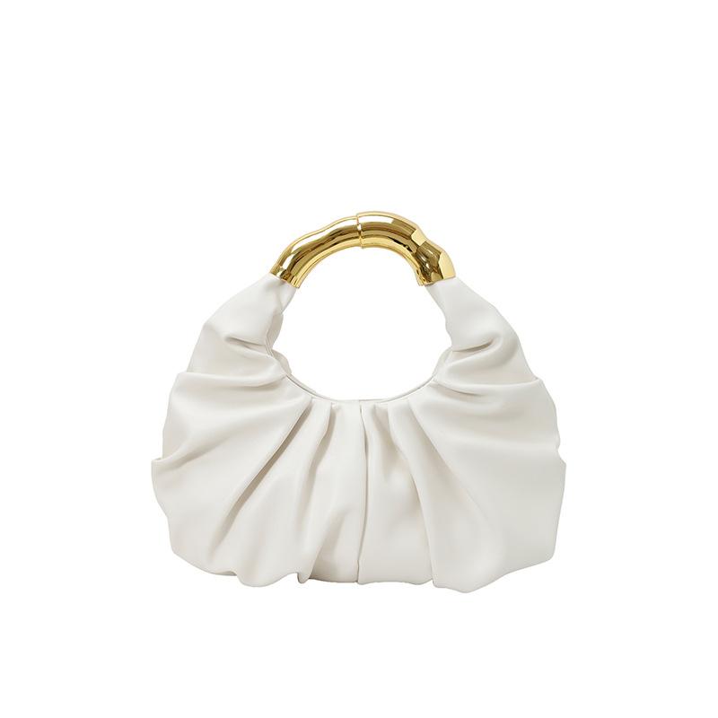 Fashi Borse da Donna Arricciate Manico in Metallo di Lusso Borse a Mano Lusso Morbido PU Pelle Piccola Borsa Tote Elegante Borsa a Pochette da Festa 2026