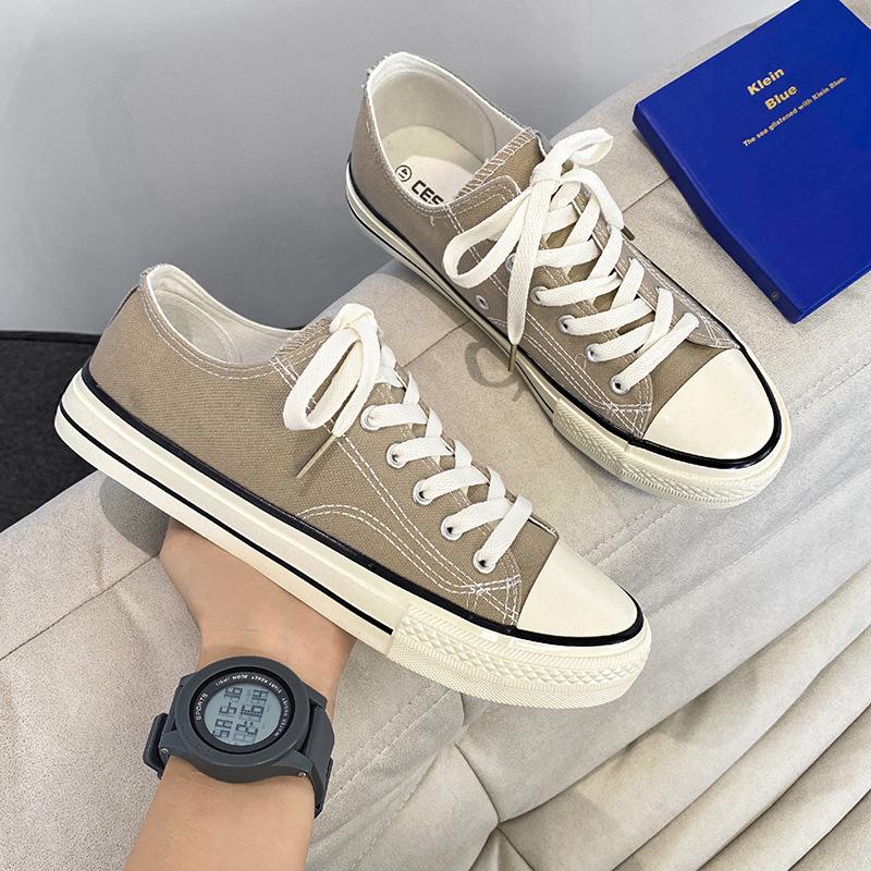 Spring burgundy low-top canvas shoes men's classic men's and women's board shoes Korean version versatile trend casual shoes men's