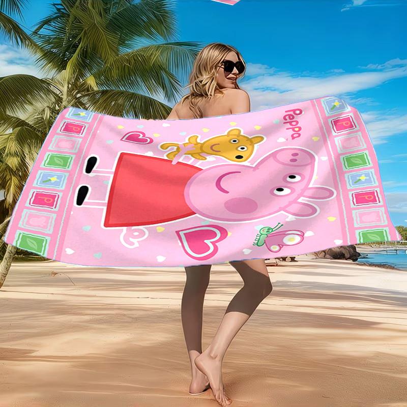 Dance Party With Peppa Beach Towel, Quick-drying, Easy to Care for, Suitable for Both Fitness and Beach Vacations,Sports Essential