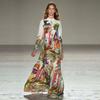 Robe longue style bohémien, grande taille, printemps été automne, col rabattu, imprimé, manches longues, tenue décontractée