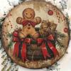 Vintage Metal Tin Sign 8x8 Inch Round, 2D Flat Aluminum Wall Art For Kitchen Bar Cafe, Retro Christmas Gingerbread Man Home Decor