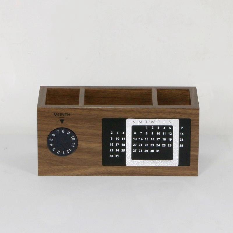 

Чорно-горіховий підсклянник Вічний календар Дерев яна скринька для зберігання Настільні офісні приналежності Прикраси A