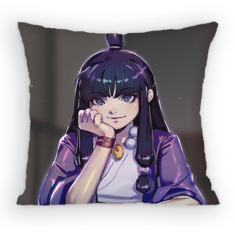 Ace Attorney Maya Fey Pillow Case Anti-Dustmite Pillowcase Invisible Zipper Silky Short Plush Sofa Cushion Cover