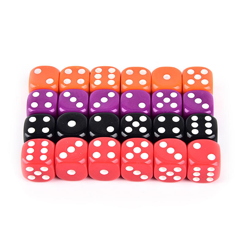6Pcs Standard Six Sided Acrylic Round Corner Dices 16Mm For Craps Party 4 Colors