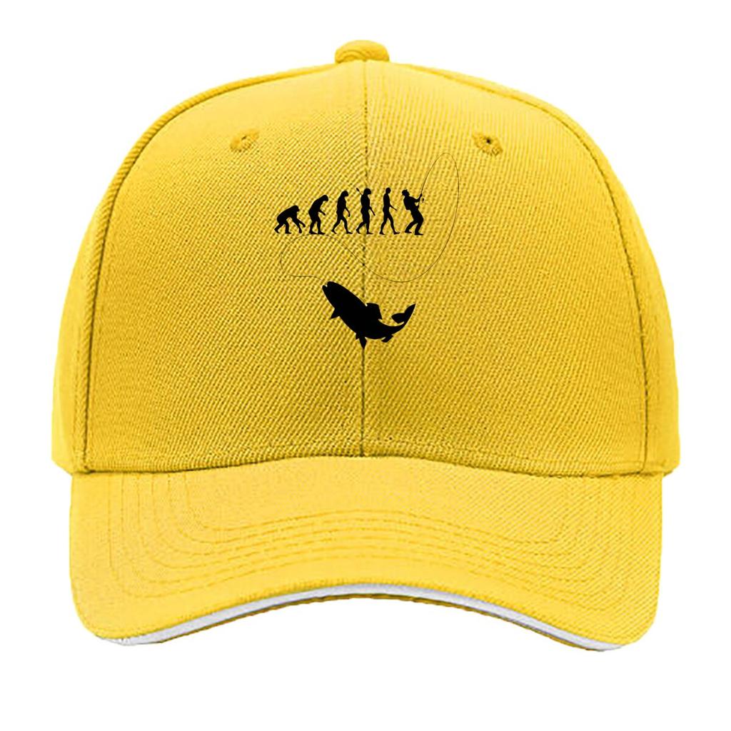 Fishing Evolution Silhouette Angler Fish Graphic Sandwich Baseball Cap Sun Cap Outdoor Workouts Hat