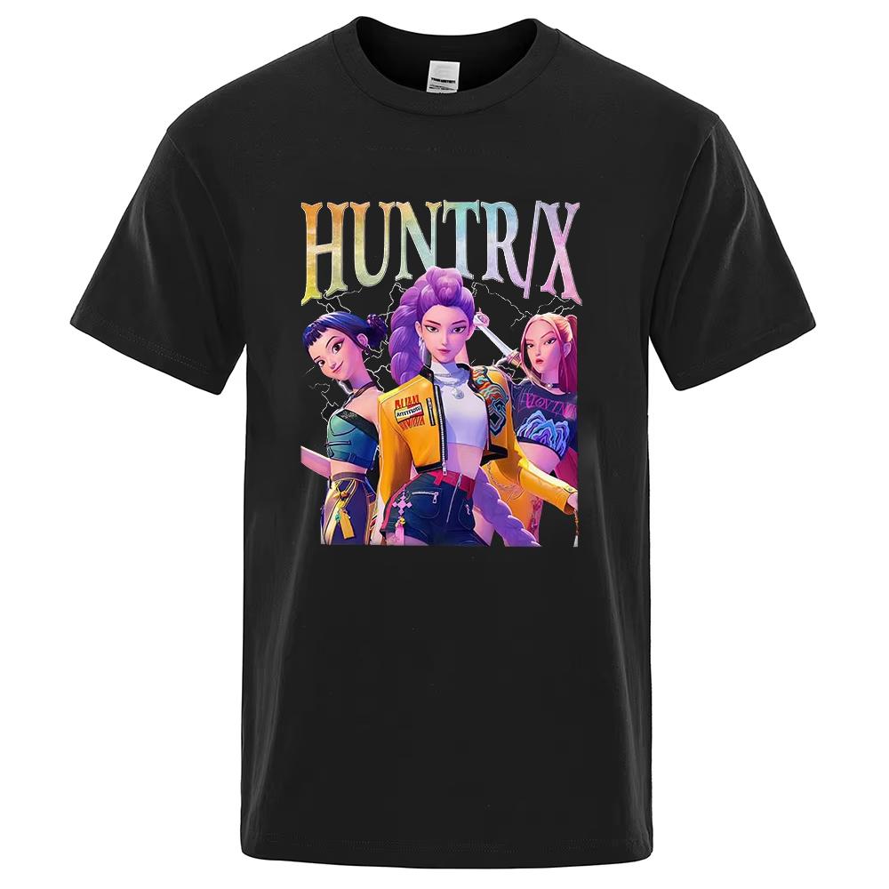 Huntrix Kpop Demon Hunters 2025 Summer Movie Graphic 100 Pure Cotton Printed Tshirt Men Women Aesthetic Fashion Oversized Y2k