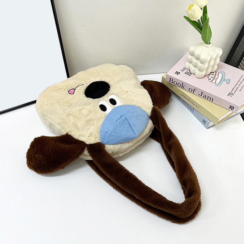 Cartoon  Headmaster Dog Handheld Underarm Bag Portable One-Shoulder Dual-Purpose Sweet Large-Capacity Plush Crossbody Bag
