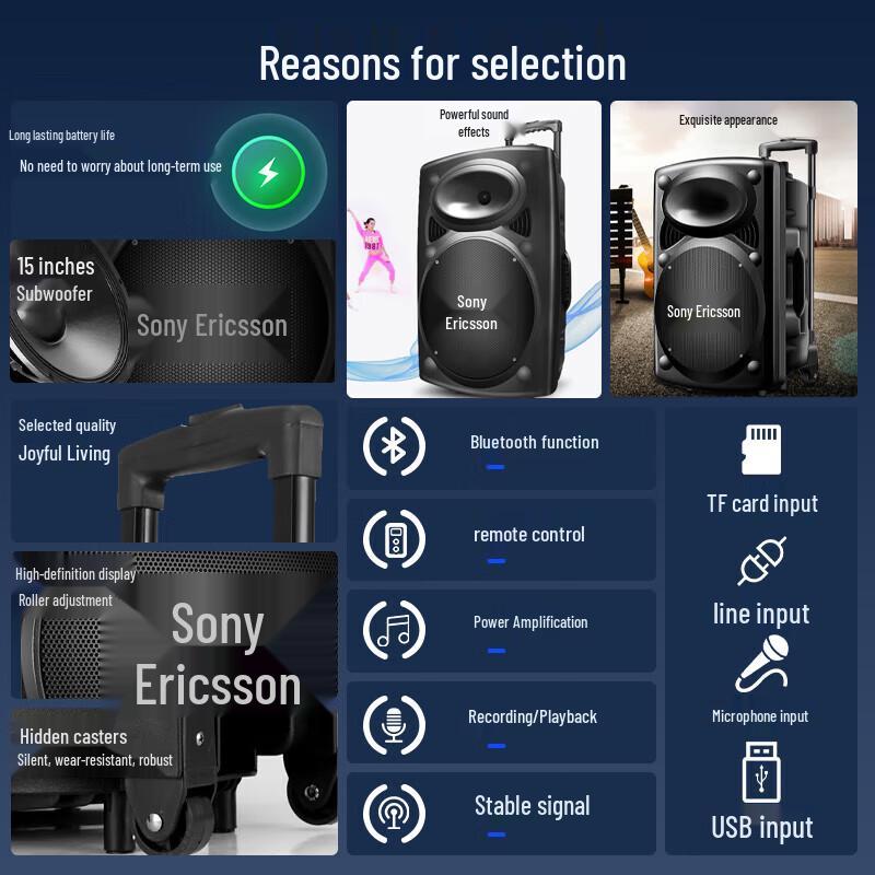 SOAIY 15-inch Portable Outdoor Karaoke Speaker with Dual Mics