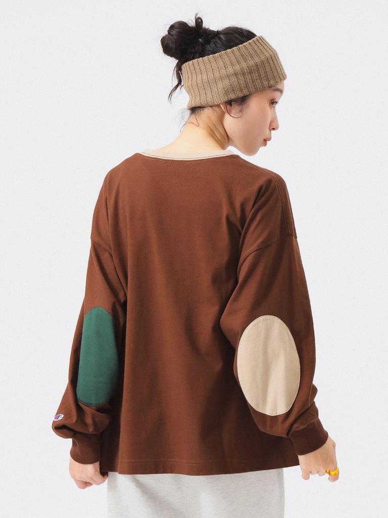 Beams Boy L/S TEE [Special Order] Champion Elbow Patch T-Shirt Women's Brown Size S