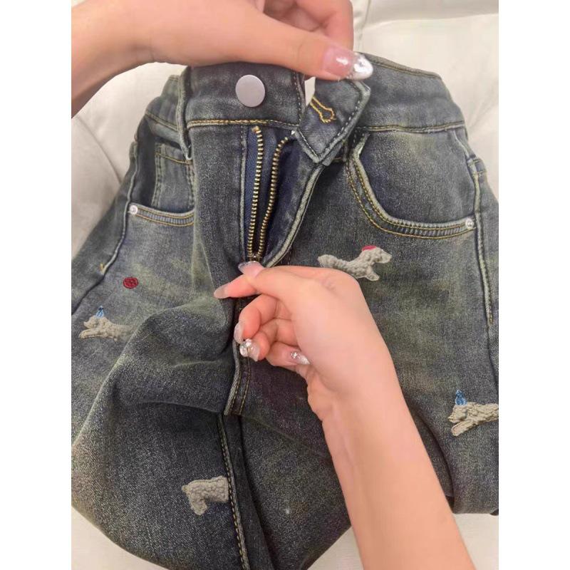 Plus Size High Waist Fleece-Lined Micro-Flare Jeans for Women - Slimming, Elastic, Wide Leg Bell Bottoms for Autumn/Winter