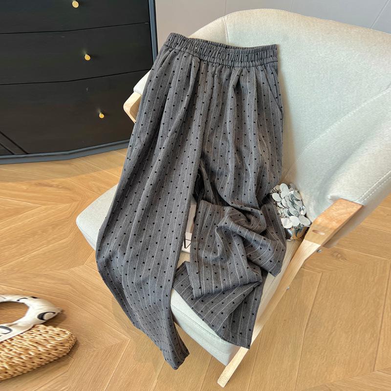 Women's Polka Dot Wide-Leg Pants - High Waist, Loose Fit, Floor-Length, 2025 Spring/Autumn Collection.