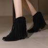 Large size autumn and winter  boots fringed small square head short boots bare boots