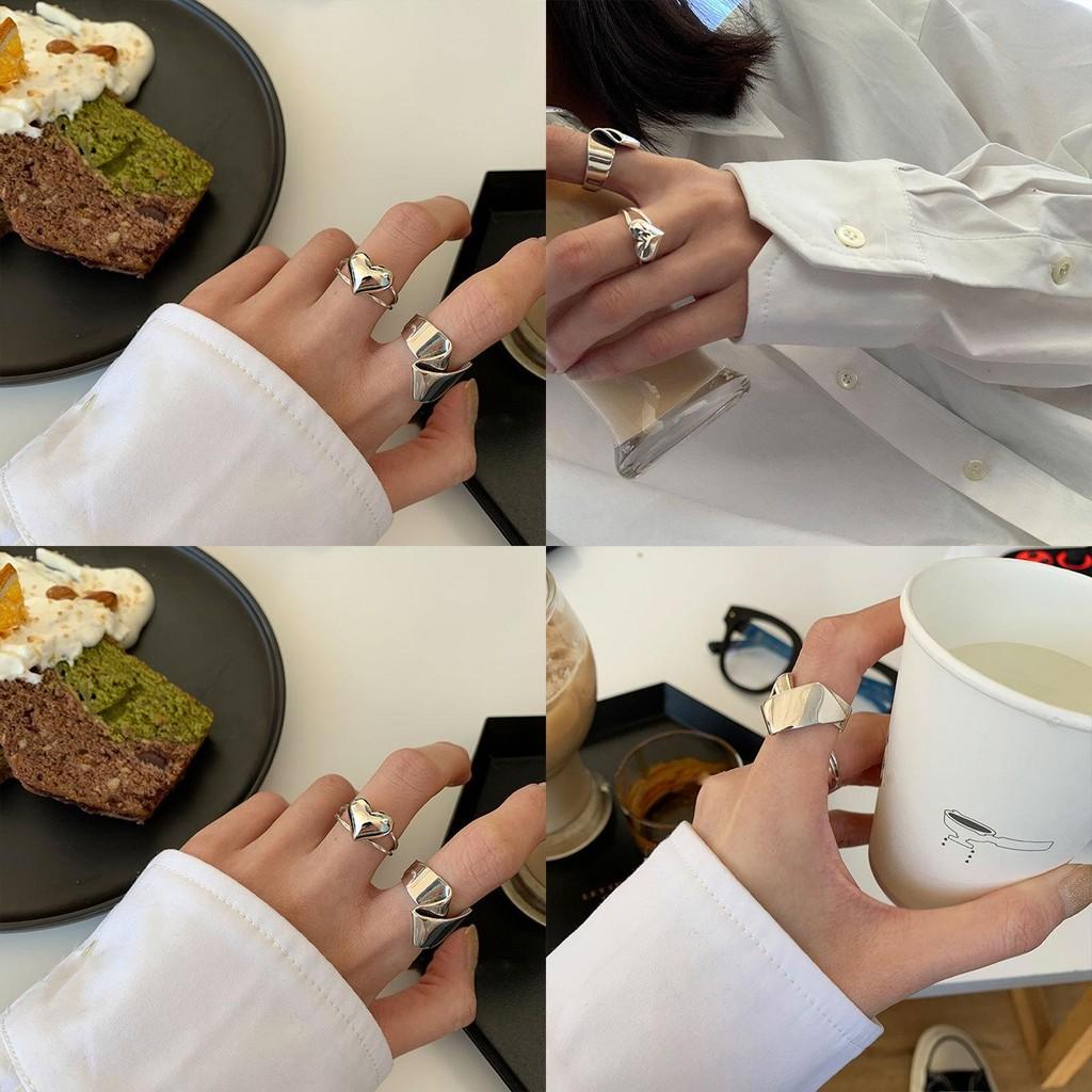 Stunning 925 Sterling Silver Geometric Heart Shaped Ring For Trendy Fashion Lovers