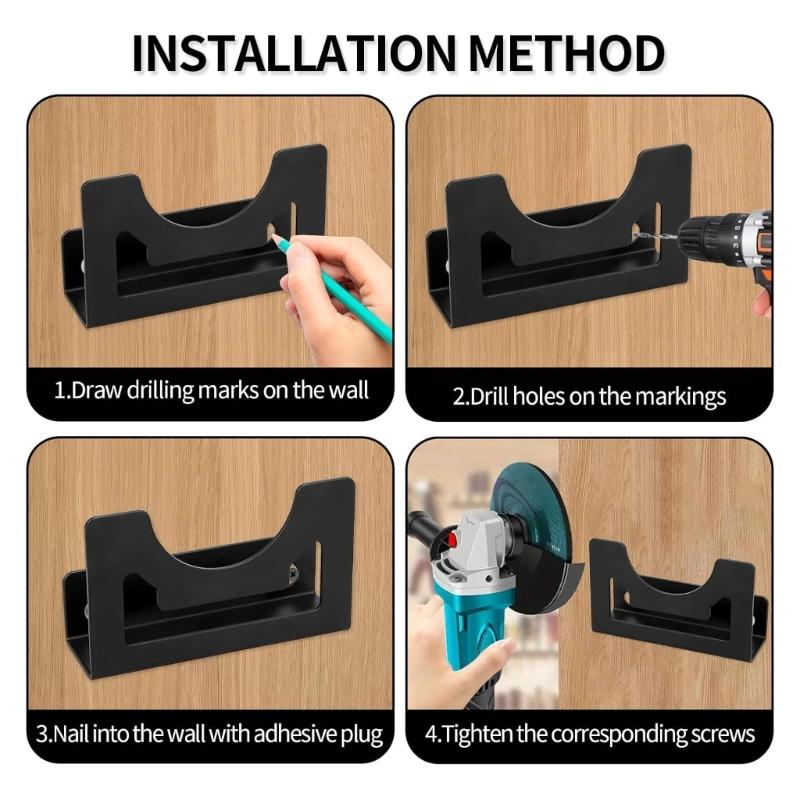 2er-Pack Schwerlast-Winkelschleiferhalterungen zur Wandmontage Platzsparender Werkzeughalter für Garage und Werkstatt