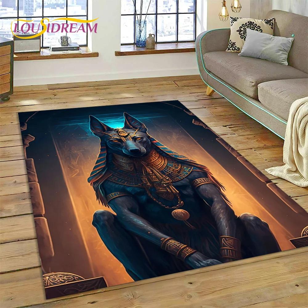 Tappeto 3D Anubis Faraone Horus Mitologia egizia Dei Tappeto per casa Soggiorno Camera da letto Divano Zerbino Decor, Tappeto Tappetino antiscivolo