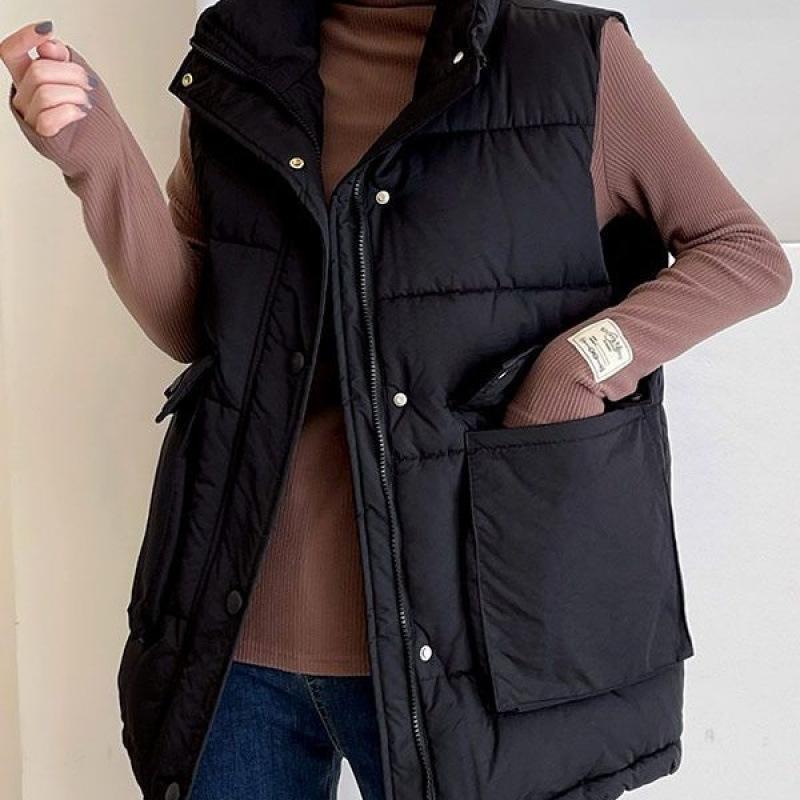 

Mid-length Autumn and Winter Down Cotton Vest for Women New Korean Style Loose Thickened Vest To Wear Vest Jacket 4XL
