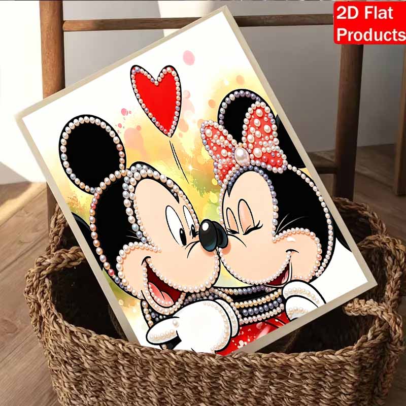 Disney Pearl Art Painting Home Wall Decor Mickey Minnie Heart Picture Crafts Adult/Beginner Gift Creative Home Decor Unframed