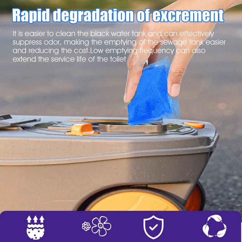 Portable 10PCS RV Black Tank Fecal Degrading Agent Anti-Clogging RV Toilet Waste Breakdown RV Car Cleaning Supplies