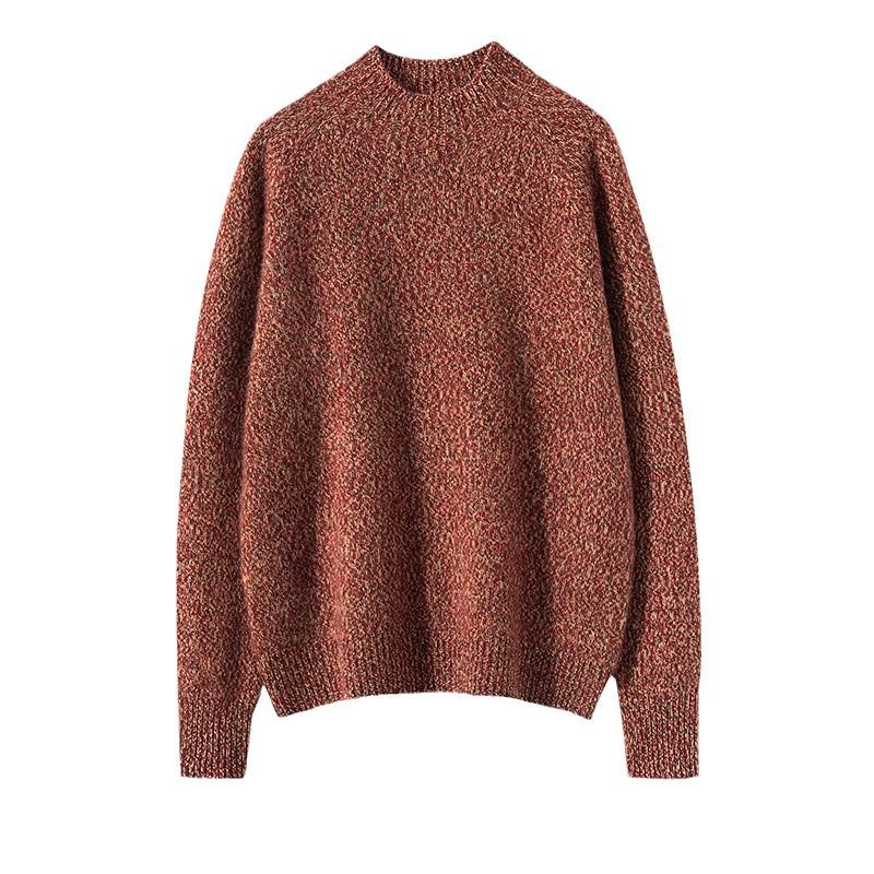 2024 Women's Retro Solid Color Three-Ply Heather Cashmere Half-High Collar Sweater