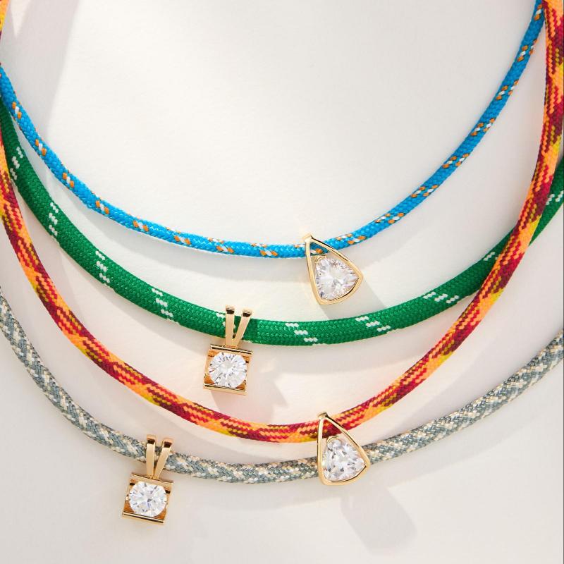 Dopamine Woven Color Rope Zircon Necklace For Women Personalized Retro Style Jewelry Gifts