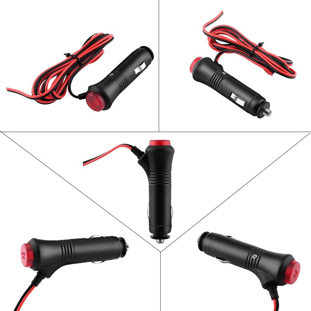 Akozon Cigarette Lighter Plug Wire, 1.5m Male Car with Cigarette Lighter Socket, Power Plug Adapter, On/Off Switch Fuse, , 24v