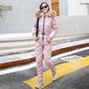 Winter Neuer Einteiler Skianzug Damen Einfarbige Daunen-Baumwolle Glänzendes Set Mit Kapuze Outdoor Geeignet Kaltes Wetter -20 ℃ Warmes Set