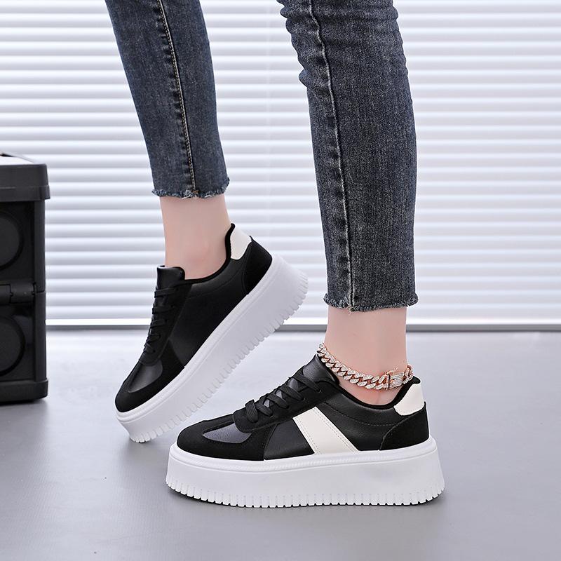 Spring Heightening Thick Baseplate Shoes Women's Color Matching Versatile Simple Casual Shoes Niche Design Sense Thick Sole