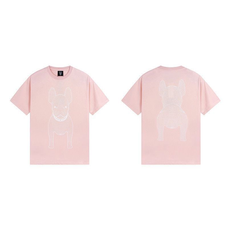 Trend  2025 Korean Niche Design Tide Brand Lifework Short-sleeved T-shirt 3D Three-dimensional Dog Head Male and Female Couples
