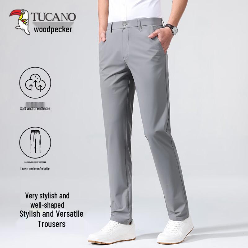 TUCANO Men's Summer Wrinkle-Resistant Business Casual Trousers