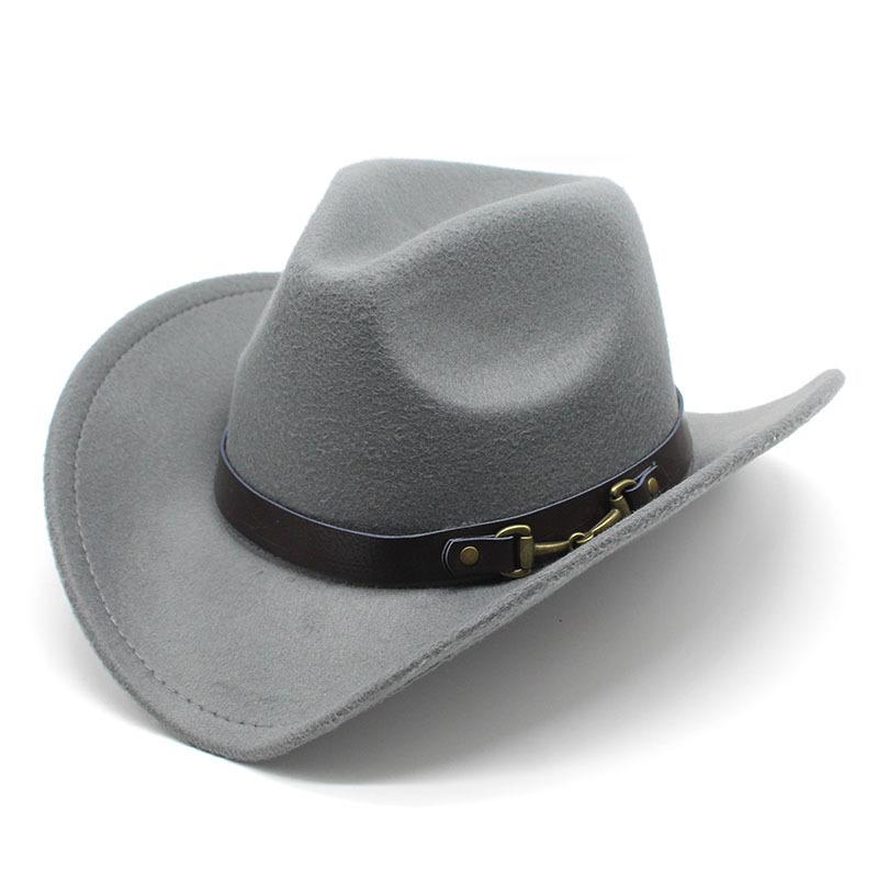 Popular Belt Buckle Big Edge Crimped Top Hat, Western Cowboy Hat, Woolen Felt Hat, Jazz Hat Czy-222