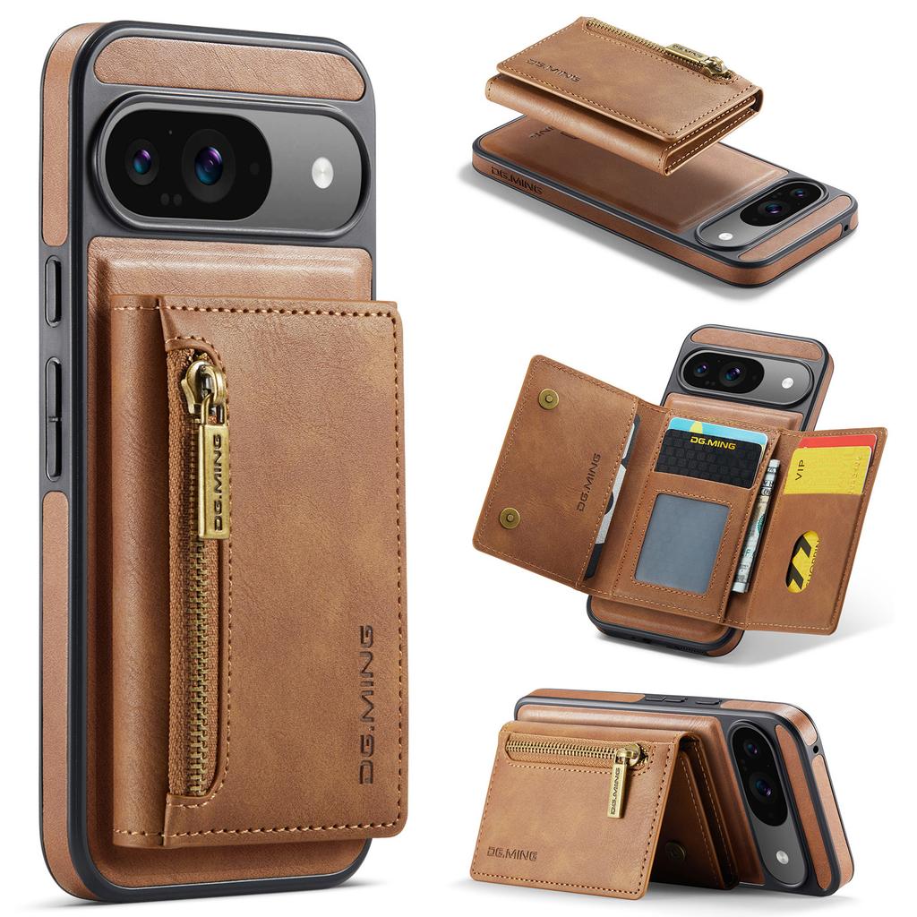 DG.MING M5 Series For Google Pixel 9 Pro/Pixel 9 Case Detachable Magnetic Leather Phone Cover with Card Slots