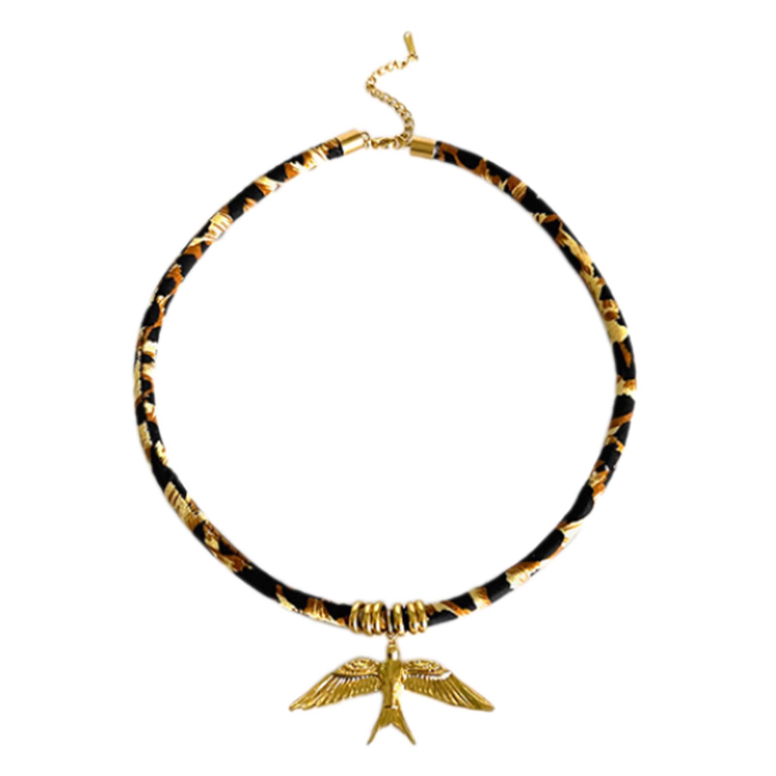 

Unique Designing Stainless Steel Necklace Chain with Leopard Print and Gold Tone Charm for Fashion Forward Individuals F