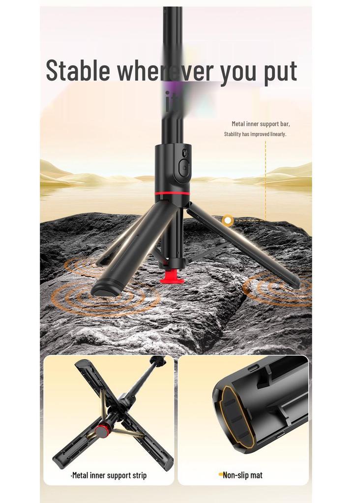 L12-TT Retractable Anti-Shake Selfie Stick Tripod with Bluetooth Remote and Custom Logo.