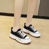 Women Shoes Round Toe Platform Shoes Female Canvas Shoe Internal Height Increase Lace Up Women Vulcanized Shoes
