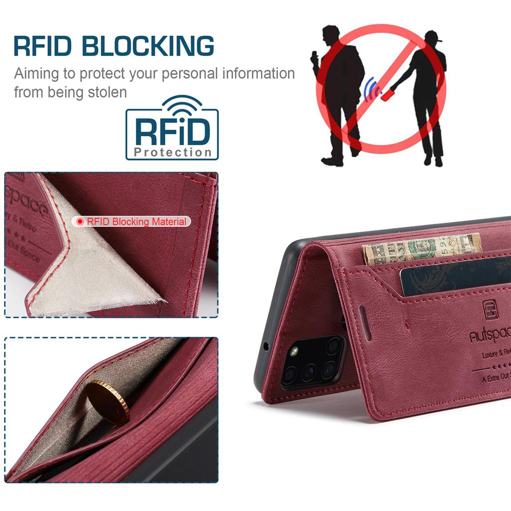 Premium Vintage Leather Wallet Case with RFID Blocking for Samsung Galaxy A21s - Elegant Flip Cover with Card Holder Shockproof Protection (4 Colors)