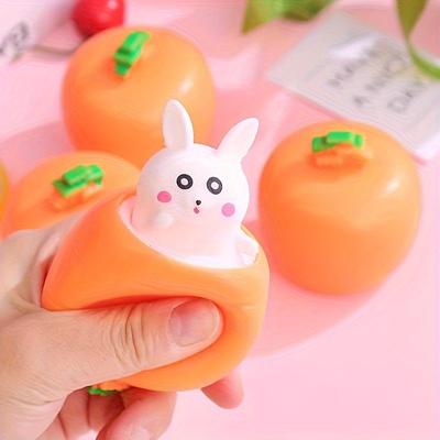 1/2pcs Cute Cartoon Carrot Head Bunny Squeeze Toy, Fun Prank Gag Gift for Youngsters ,Adults,Educational Party Favor for Easter,Halloween,Thanksgiving