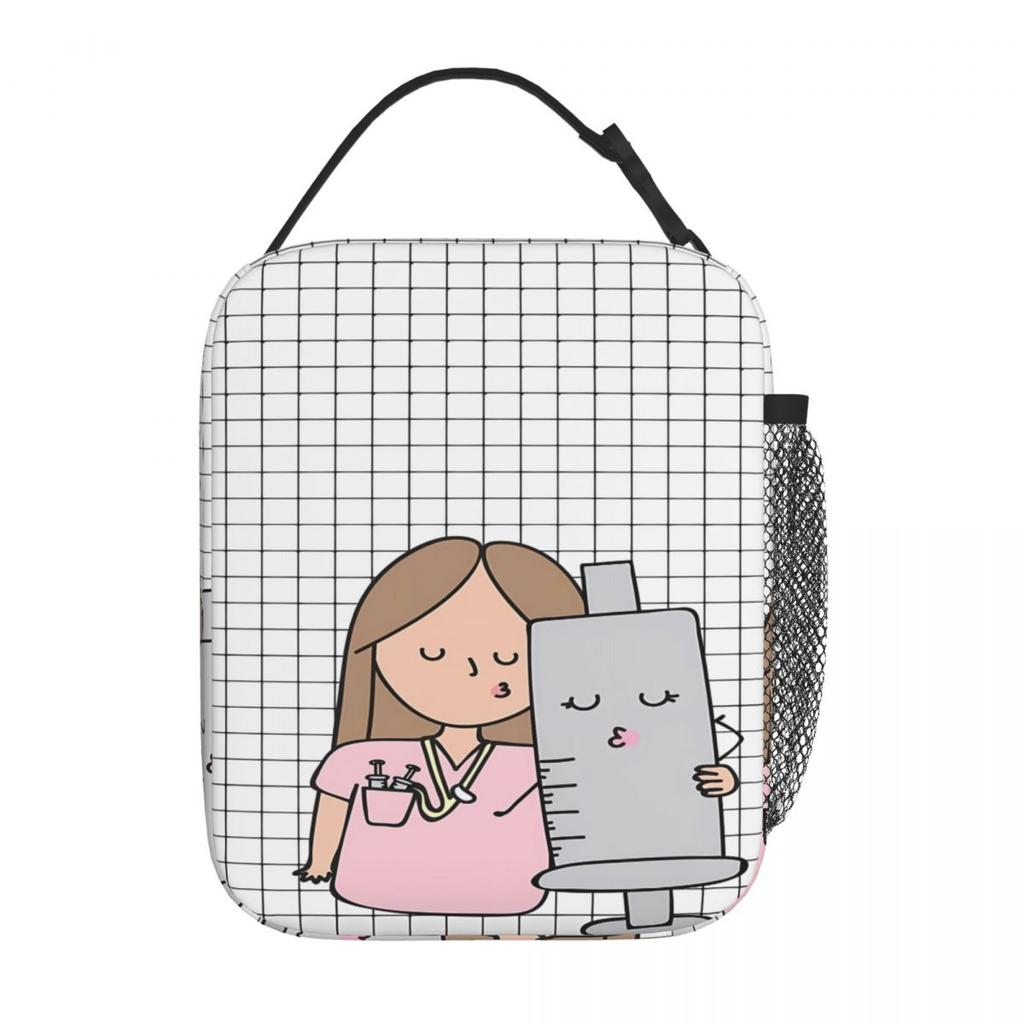 Cartoon Doctor Nurse Lunch Bag Enfermera En Apuros Grocery Casual Lunch Box For Adult School Cooler Bag Designer Tote Food Bags