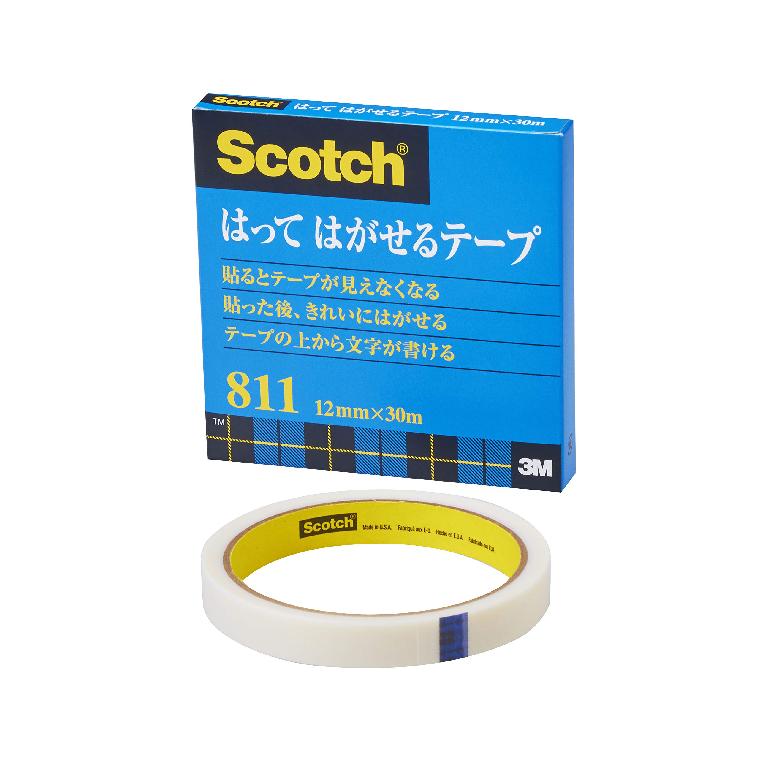 

3M Scotch Съемная бумага 12 мм x Широкая лента, Коробка, 30 м, Рулон, 811-3-12, Полупрозрачная