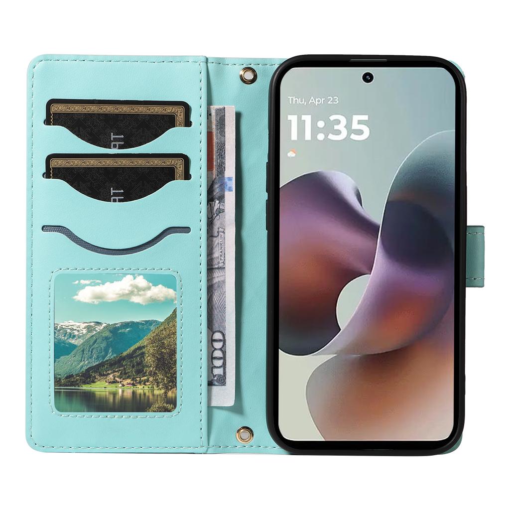 For Motorola Moto G56 5G Wallet Case Rhombus Leather Phone Cover with Strap