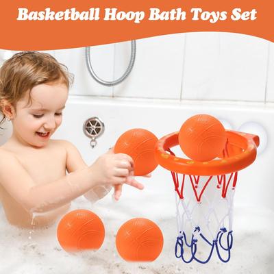 Bath Toys,Bathtub Basketball Hoop for Babies and Toddlers,Strong Suction Cup Basketball Hoop & 3 Soft Balls Set for Boys Girls