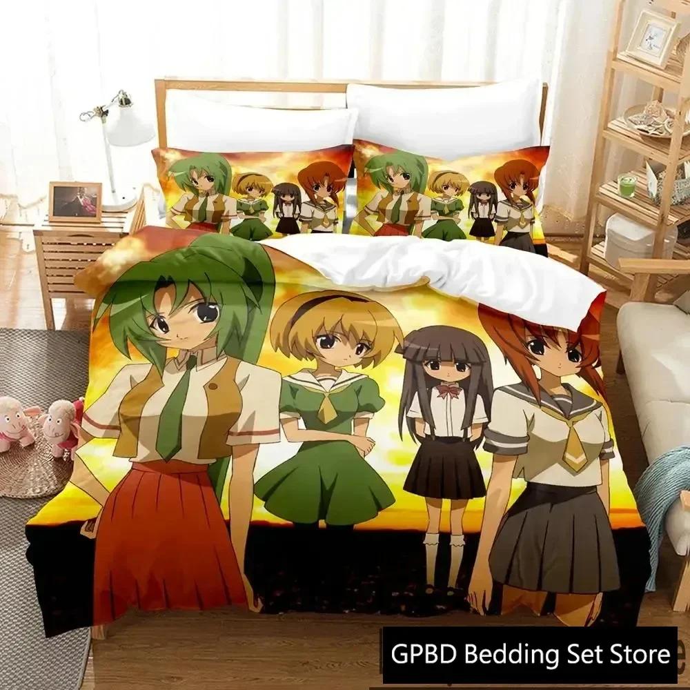 3D Print Anime Higurashi When They Cry Comfortable Duvet Cover Pillowcase Bedding Set Children Bedroom Decoration Home Textile