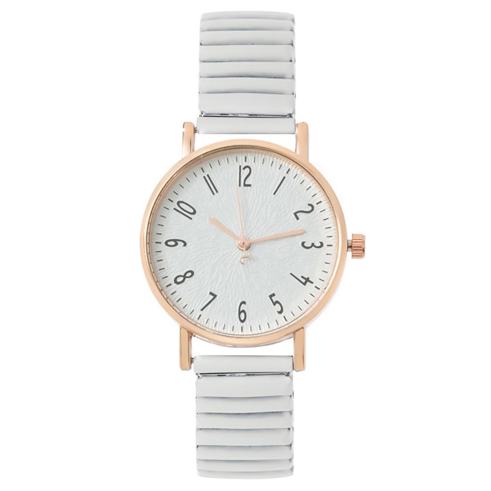 Women's Fashion Simple Digital Design Quartz Watch Casual Stainless Steel Stretch Buckleless Strap Ladies Clock Dress Watches