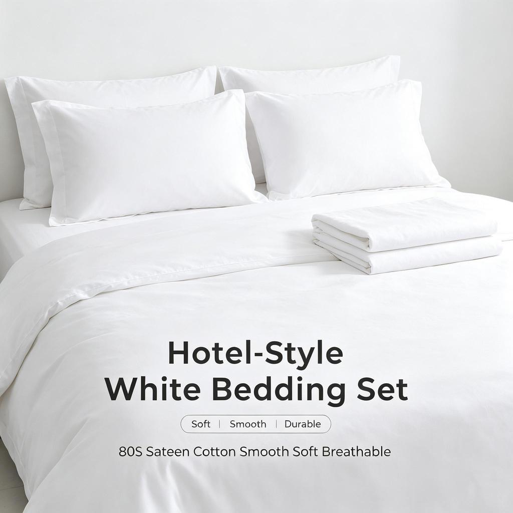 Luxuriöses 600TC Baumwollsatin Bettwäsche-Set 4-teilig Hotelqualität Weiß Bettbezug Laken Kissenbezüge für Schlafzimmer Queen
