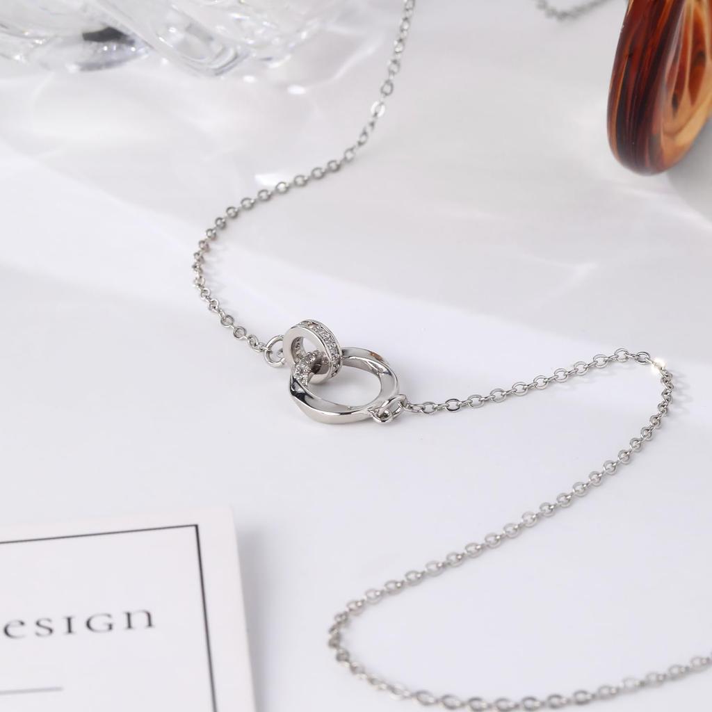Surgical Stainless Clavicle Comes with Gift Box [Tasiso] Women's Necklace, Zirconia, Steel, Hypoallergenic, Pendant, Chain, Silver, Stylish, Cute,