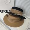 Folded ribbon flat top straw hat women's summer travel sun protection flat top hat vacation hat fashion versatile top hat