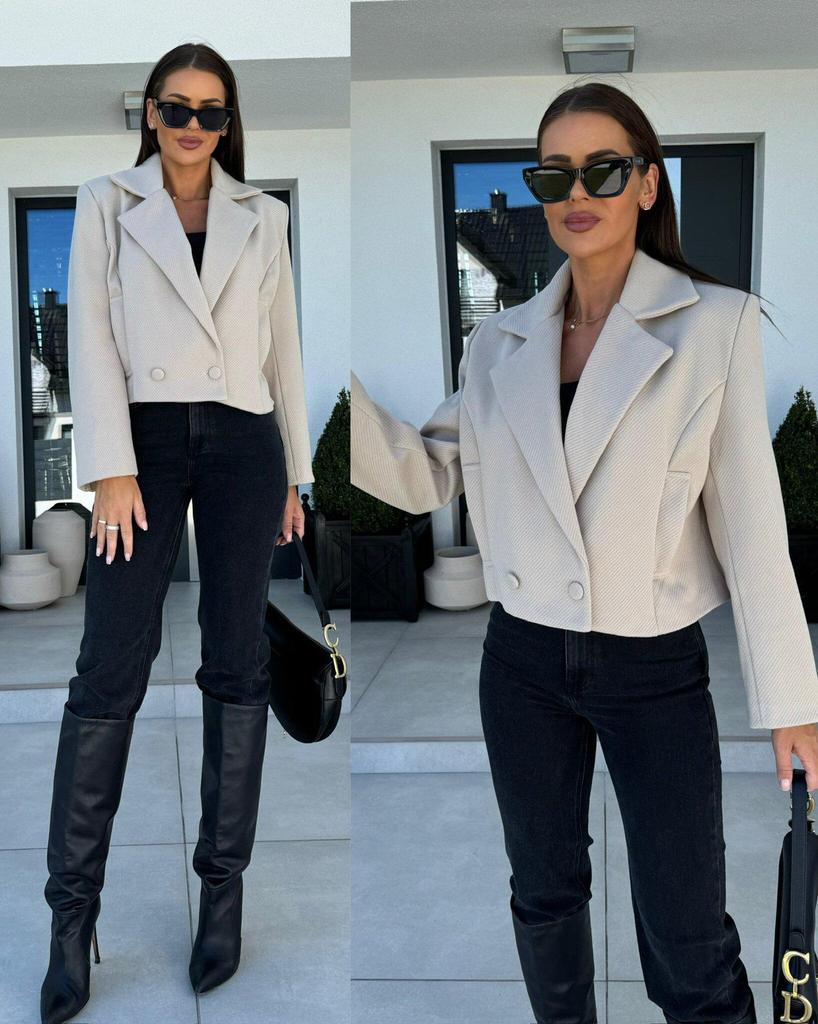 European and American Women's Autumn/Winter 2024 British Style Wool Blend Suit Collar Short Coat